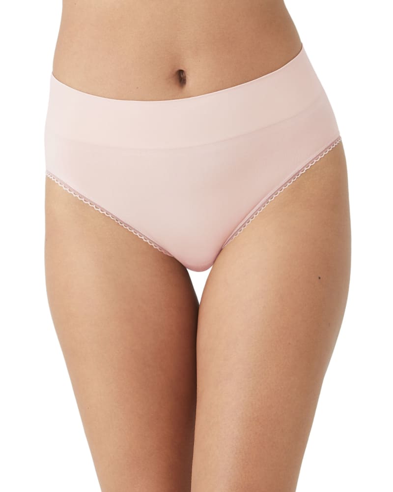 Front of a model wearing a size 2XL Feeling Flexible Hi Cut in Rose Dust by Wacoal. | dia_product_style_image_id:304076